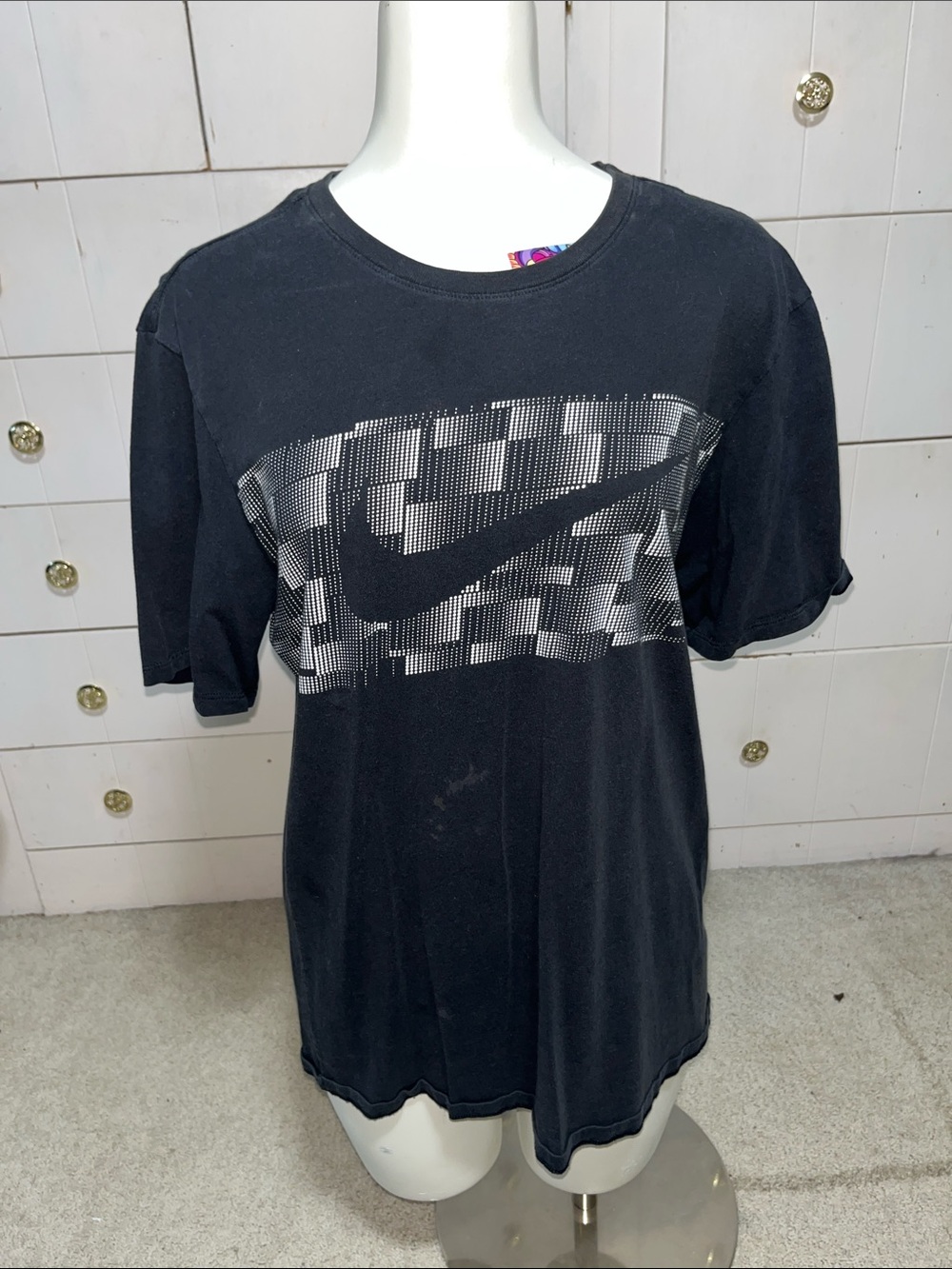 Nike Black Crewneck with White Pixel Swoosh